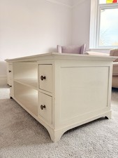 3 pieces cream , wooden furniture - coffee table, cabinet & tall drawer c hest