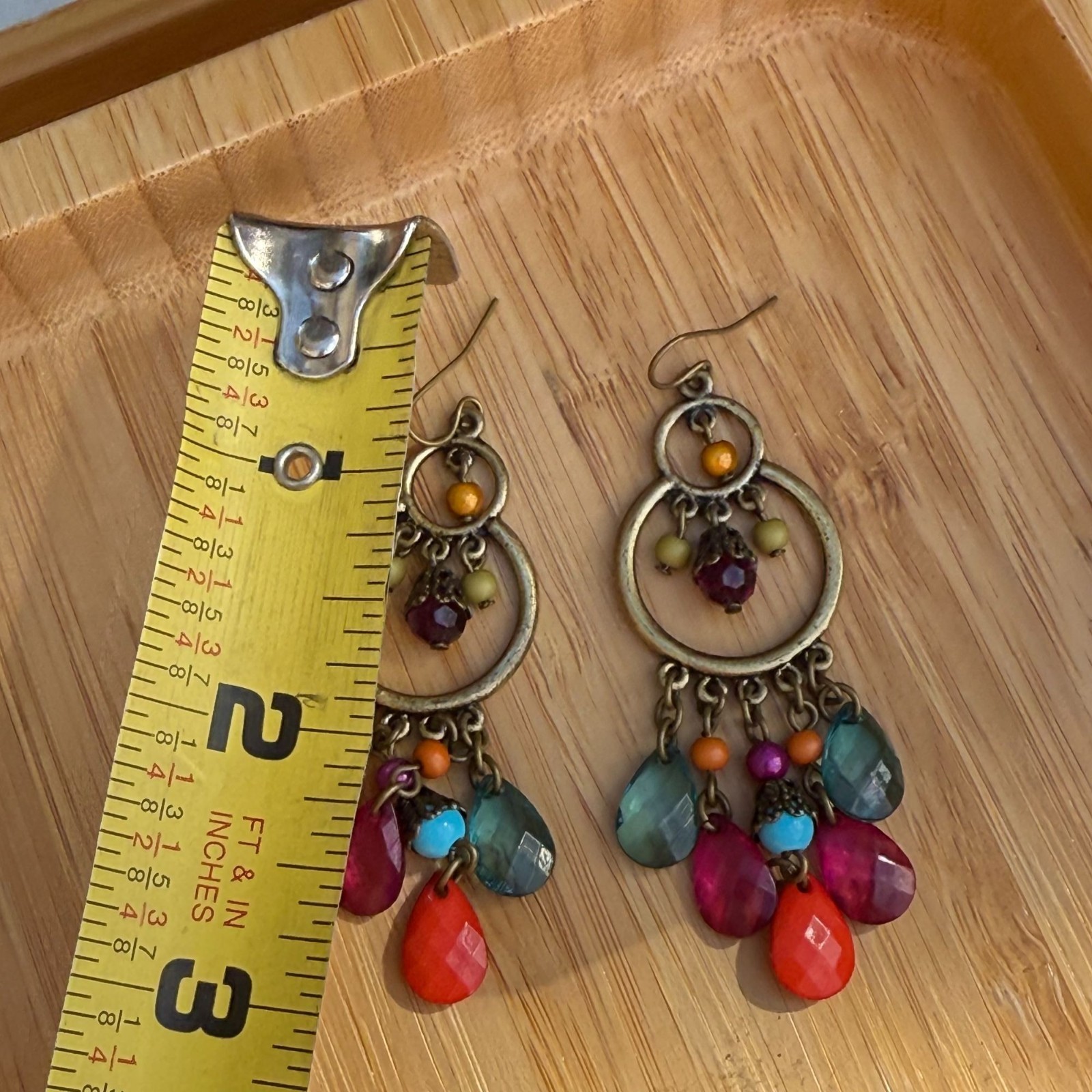 Multicolor Teardrop  Beaded Dangle Drop Earrings … - image 4