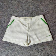 Vintage 1970s ADIDAS Tennis Shorts White w Green Pinstripe Trefoil Logo Mens 38