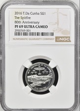 TOP POP 2016 TDC T. Da Cunha Silver £1 The Spitfire Proof NGC PF69
