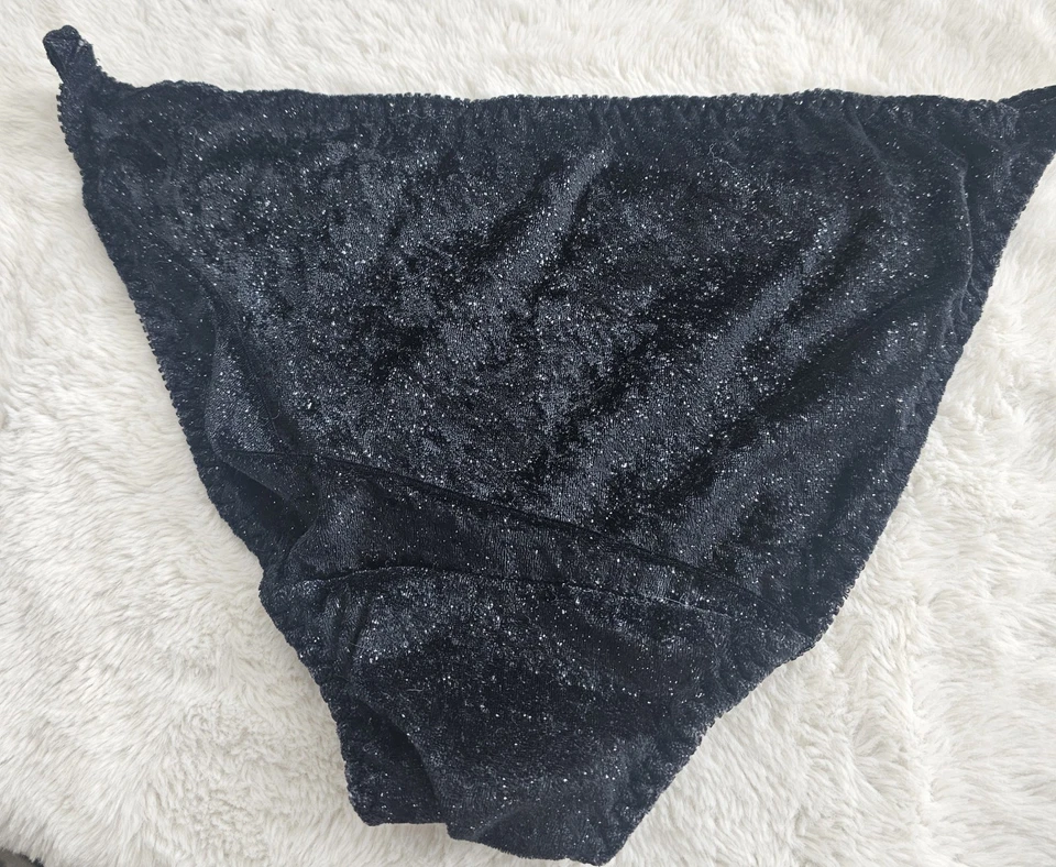 Bragas Bikini Negro Terciopelo Brillante Edición Limitada Talla Mediana Foto 3 de 4