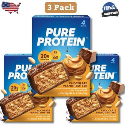 Pure Protein Bar, Chocolate Peanut Butter, Protein, Gluten Free, 1.76 oz, 12 Ct