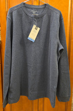 MEMBER'S MARK MENS LARGE LONG SLEEVE SHIRT THERMAL HENLEY NAVY BLUE SIZE L NWT