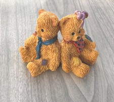 vtg Teddy Town Bear Collection,#25627 bears,yellow tan bear couple figurine,bear