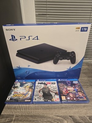 Sony PlayStation 4 Slim 1TB Console - Jet Black + 3 Sealed PS4 Games  