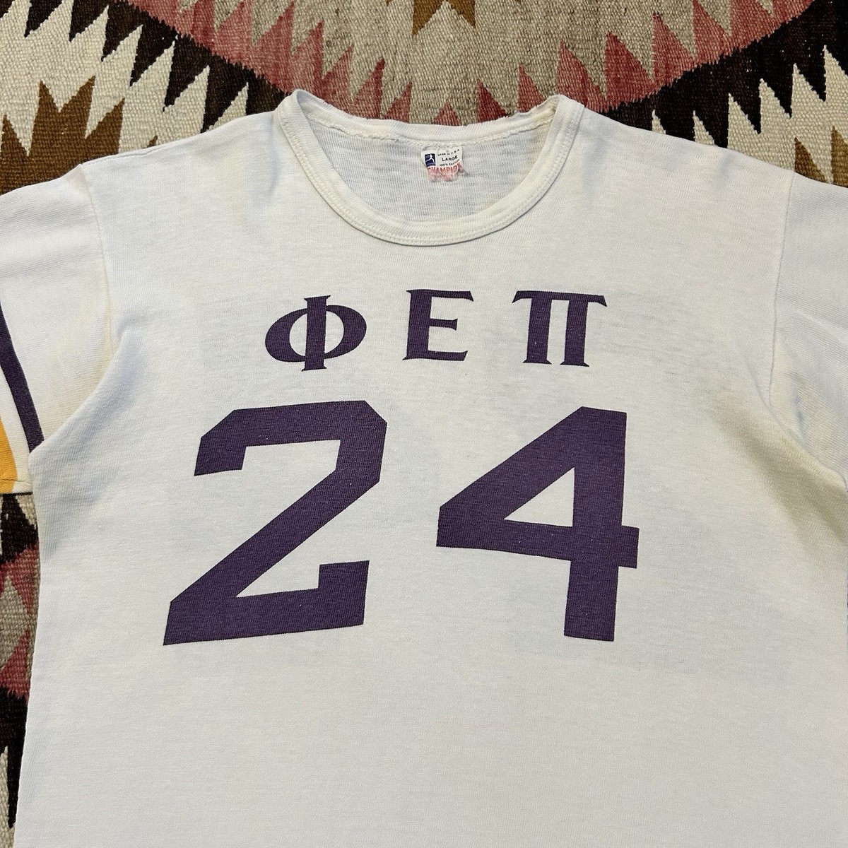 Vintage 1950s Champion Running Man Cotton Frat Tshirt Jersey #24
