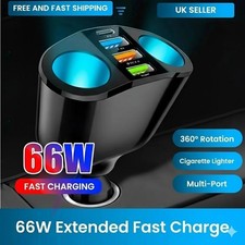 DC 12V LED Car Cigarette Lighter Adapter Charger 2 Way Dual plug socket splitter