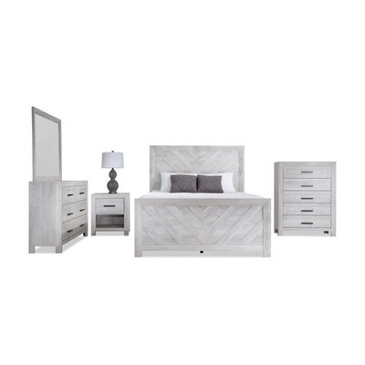 Bob's Catlin 5 Piece Queen White Bedroom Set Bed Dresser Chest Nightstand