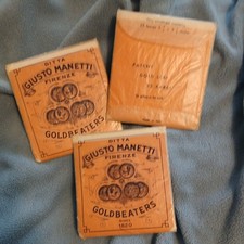 3 Vintage Giusto Manetti 23K Patent Gold Leaf Firenze Italy Genuine Goldbeaters