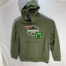 Minecraft Boys Pullover Hoodie Creeper Overworld Explorer Green Sz 8 NWT Unisex