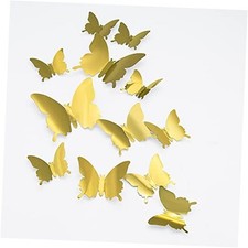 3D Butterfly Wall Stickers, 24pcs Removable Butterfly Sticker 3D Wall Gold