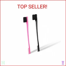 Foxi Fresh Double Sided Edge Control Hair Brush Comb Combo Pack 2 Pieces Pink an