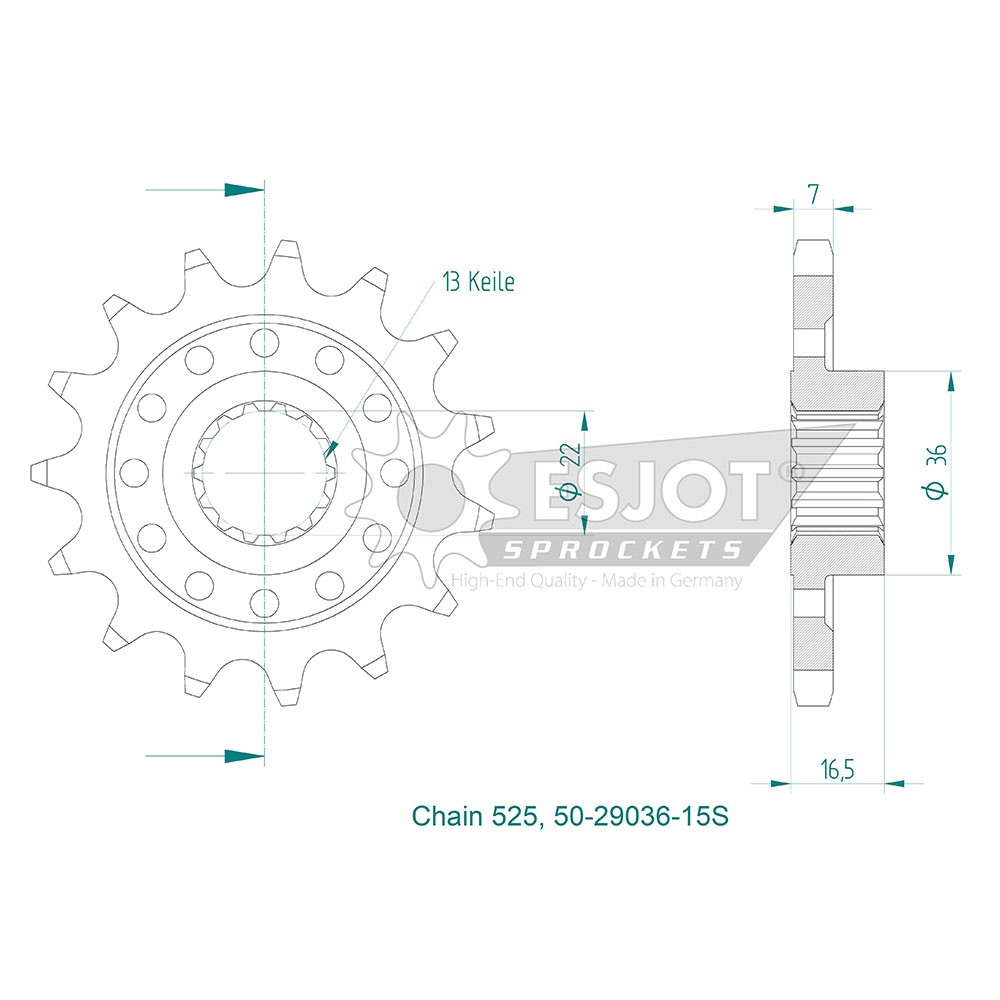 Pignon Ducati 15 dents 525 pour éliminer les à-coups moteur à bas régime