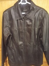 Vintage OUTBROOK Brand Genuine Leather Zip Up Jacket Size L 14-16 2 Pockets Nice