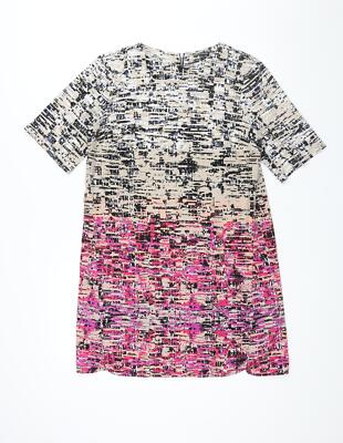 Warehouse Damen Mehrfarbig Geometrisches Polyester Etuikleid Größe 12 Rundhals Reißverschluss