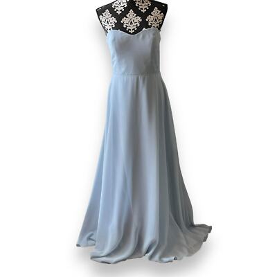 Kleinfeld Bridal Bridesmaid Skyway Color Maxi Strapless Dress Chiffon Size 12 | eBay Kleinfeld Bridal Bridesmaid Skyway Color Maxi Strapless Dress Chiffon Size 12 | eBay