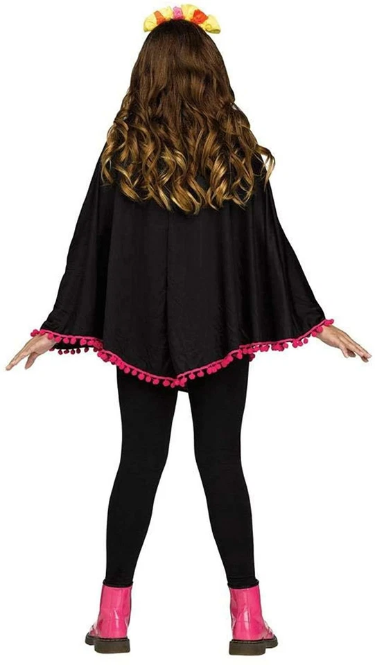 Fun World Girls Day of The Dead Child Poncho Costume One Size Child - Image 2 of 2