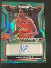 2022 Panini Prizm Draft Charlie Moore College Penmanship Prizms Green Auto Miami
