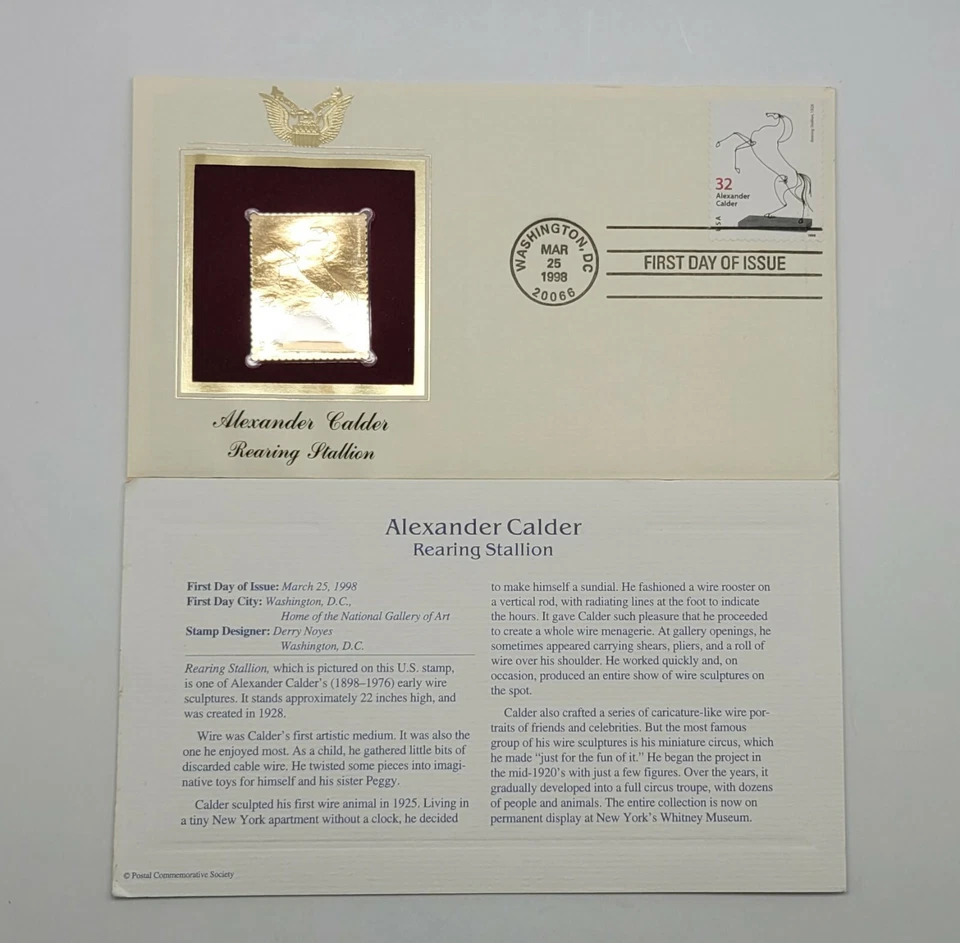 5 Alexander Calder 22kt Gold Stamps First Day of Issue 32 Cent March 1998. STP1 - Image 3 of 4