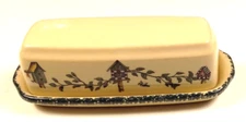 Vintage Home & Garden Party Butter Dish Hand Made In USA 2003 Birdhouse