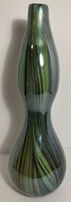 16  multicolored handblown stretched murano vase asymmetrical