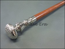 Shiny Brass Designer Handle Wooden Walking Cane Walking Stick Antique Style Gift