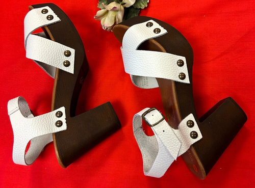 NEW-Mila Paoli-ITALY-Women-Style OSTRAS-White leather Sandals.Sz-8M. - Picture 6 of 13