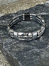 Silver 100 Magnetic Hematite Bracelet Anklet Necklace TRIPLE 3 row Therapy