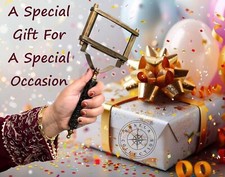 Antique Brass Magnifier with Mother of Pearl Handle - Handheld Magnifying Glass