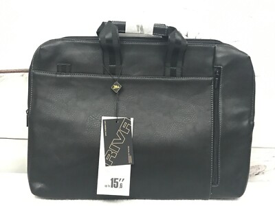 Rivacase Black Laptop Bag PU Leather Briefcase 39.6 cm 15.6 inch 8931 Black