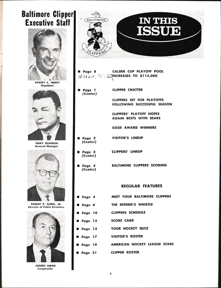 Vintage 1964-65 Souvenir Program Baltimore Clippers VS. Hershey Bears - Image 3 of 3