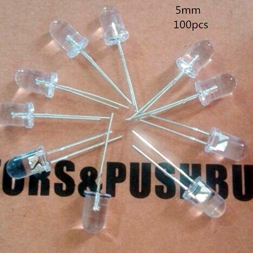 100-Pack 3mm White Flashing/Blinking LED Lights - Water Clear, Bright Self-Flash