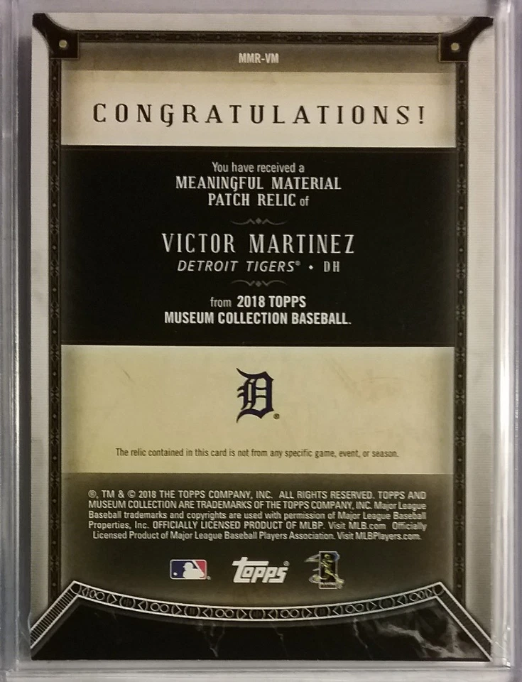 2018 Topps Museum Collection VICTOR MARTINEZ Jersey Patch Relic /10 Red - Image 4 of 4