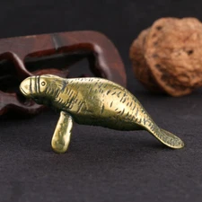 Brass Manatee Figurine Statue Home Office Table Decoration Animal Figurine Toys