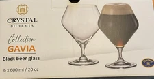 Crystalite Bohemia, "Gavia" Black Beer Glass, set of 6 pcs, 600 ml 20 oz