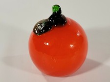 Vintage Murano Style Hand Made Art Blown Glass Fruit Textured Orange 3.5"x3" EUC