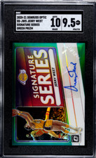 JERRY WEST 2020-21 DONRUSS OPTIC SIGNATURE SERIES Green PRIZM AUTO SGC 9.5/10