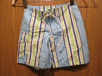 Papo d' Anjo Boy's Light Blue Striped Surfer Board Shorts Size 4Y NEW