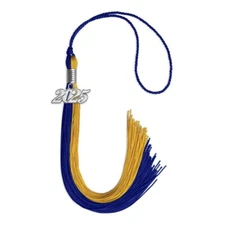 Endea Graduation Royal Blue/Bright Gold Tassel With Silver Date Drop