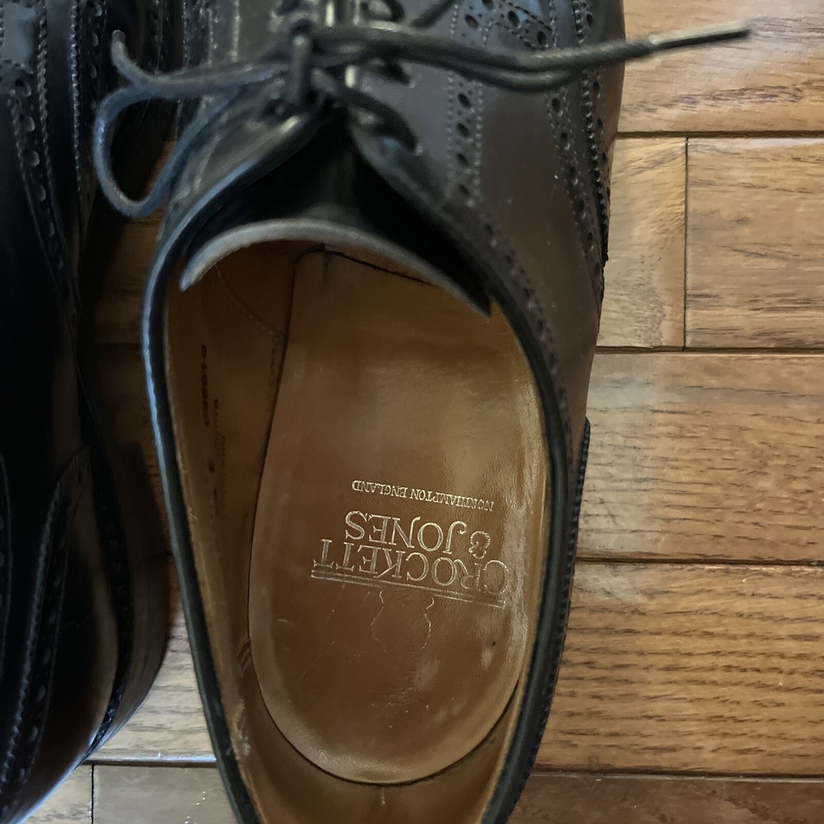 靴 Crockett & Jones Swansea 7E Crockett and Jones Swansea Size 7 1/2 E Wing Tip In Black