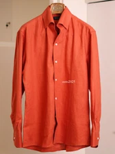 Italian Style Lapel Collar Linen Shirt Men's Long Sleeve Breathable Casual Shirt