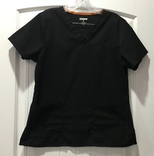 SCRUB STAR - SCRUB TOP - SHORT SLEEVE - V NECK / BLACK / SIZE SMALL