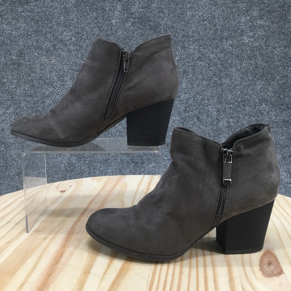 Style & Co Botas Mujer 7 M Masrinaa Botín Gris Cremallera Lateral Tacones Bloque Foto 2 de 4