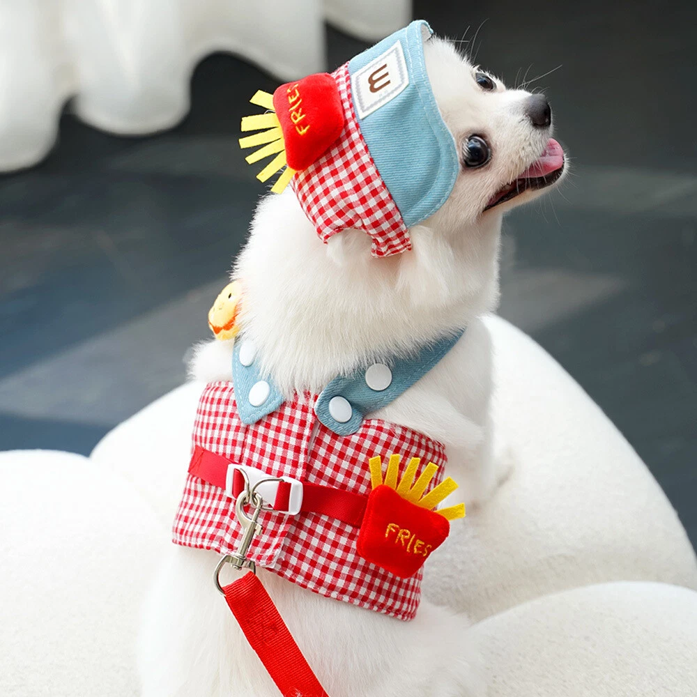 Dog Harness With Hat Cat Vest Leash Set Female Pet Clothes Puppy Collar Lead