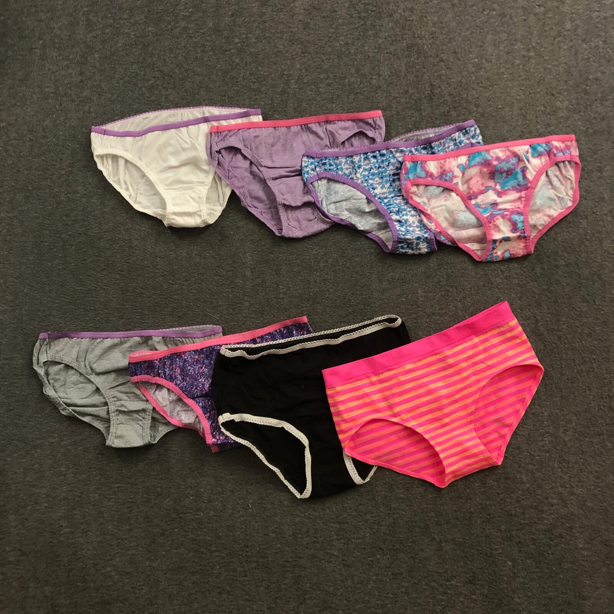 8 PACK Hanes Athletic Works Panties Girls Sz 14 Underwear Cotton Multicolor NWOT