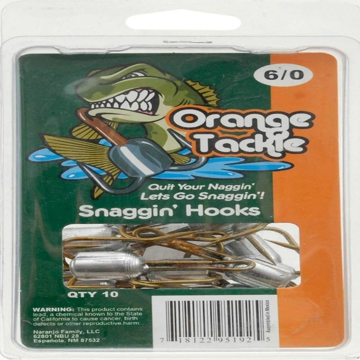 Orange Snagging Hooks (10 Count), 6/0, Green