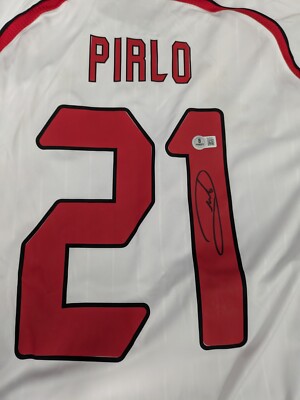 正規品　JUVENTUS PIRLO 21 ACミラン Andrea Pirlo Signed AC Milan Away Soccer Jersey #21 with