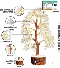 Crystal Clear Quartz Money Tree Of Life, Gemstone  Energy Healing Handmade Reiki