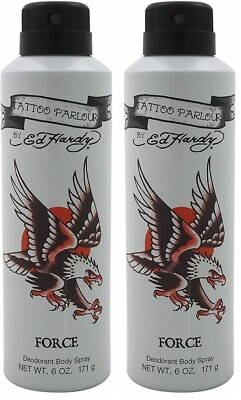 ED HARDY FORCE TATTOO PARLOUR Deodorant Body Spray for Men 6 oz NEW *PACK OF 2**