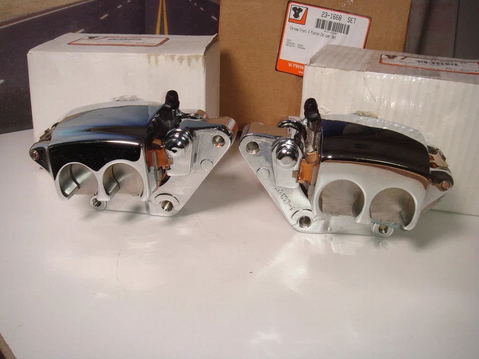 Juego de pinzas de freno delanteras Harley XL cromadas Sportster 2000-2009 V-Twin 23-1668 Z9 Foto 4 de 4
